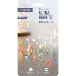 Premier 40 LED Batteridrevet Multifarvet Lyskæde - 3,9 meter