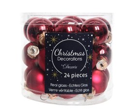 Decoris Season Bordeaux Mini Julekuglesæt - 24 stk
