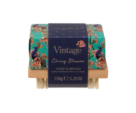 Body Collection Vintage Cherry Blossom Soap & Brush - 150g 