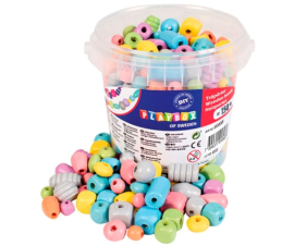 Playbox Pastel Træperler - 150 stk